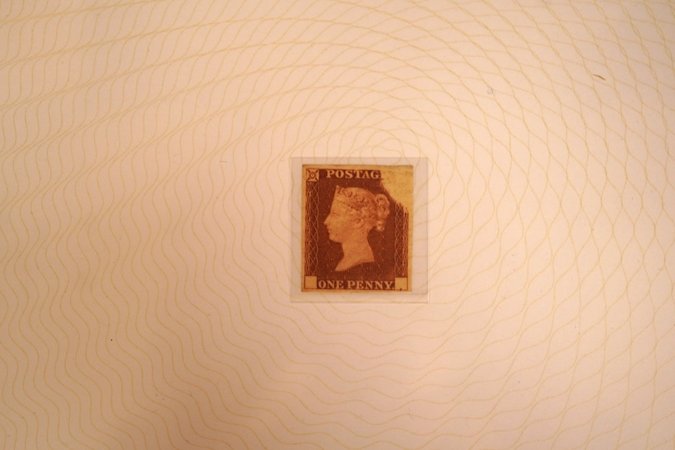 1840 'Rainbow' colour trial of the 1d without letters and the top right corner void, in Westminster Collection case with certificate